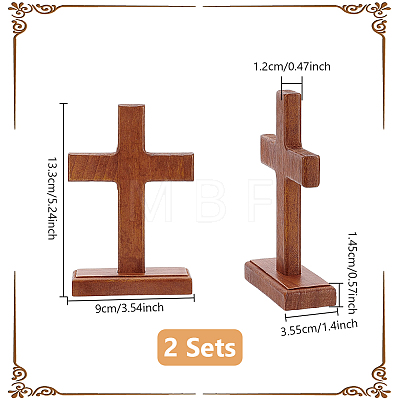 Easter Wood Cross Figurines Ornaments DJEW-WH0063-67A-1
