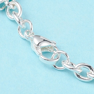 304 Stainless Steel Flat Round Charm Bracelets with Cable Chains for Women BJEW-G669-25S-1