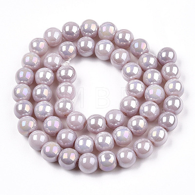 Electroplate Opaque Glass Beads Strands GLAA-T032-P8mm-AB07-1