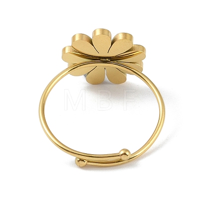 Ion Plating(IP) Flower 304 Stainless Steel Enamel Ring RJEW-A038-18G-05-1