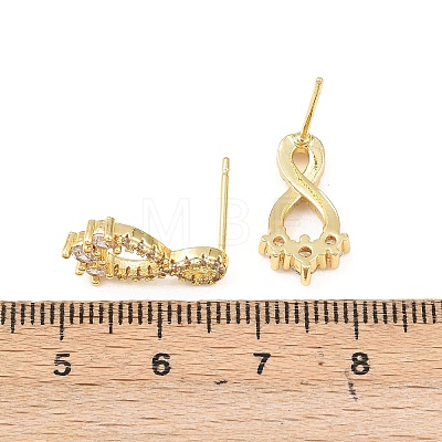 Brass Micro Pave Clear Cubic Zirconia Infinity Stud Earrings EJEW-F400-13G-1