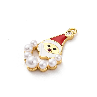 Santa Claus Brass Micro Pave Cubic Zirconia with Enamel Pendants KK-Q010-02G-1