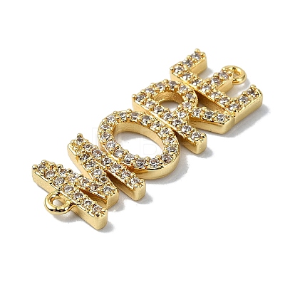 Rack Plating Brass Micro Pave Clear Cubic Zirconia Word MORE Links KK-M282-45G-1