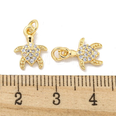 Brass Micro Pave Clear Cubic Zirconia Charms KK-Z044-14A-1