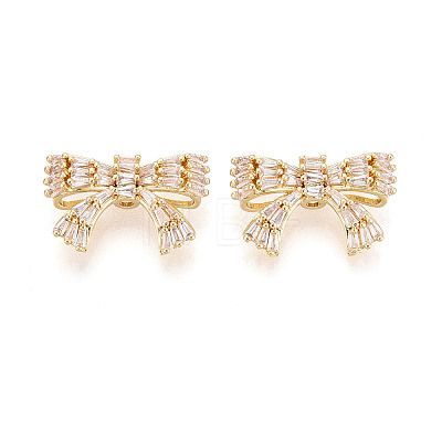 Brass Micro Pave Cubic Zirconia Beads KK-N276-11G-1