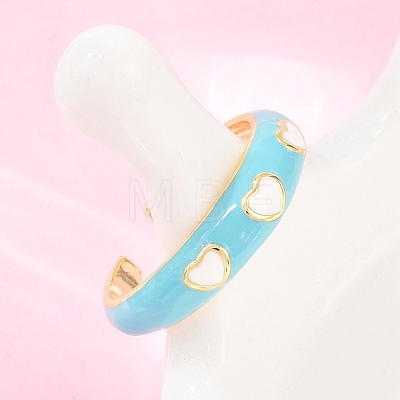 Brass Enamel Cuff Open Rings RJEW-P190-01G-02-1