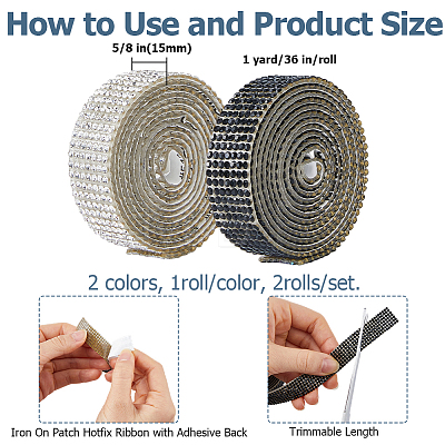 4Rolls 2 Colors Self Adhesive Glass Rhinestone Tape DIY-HS0002-47-1