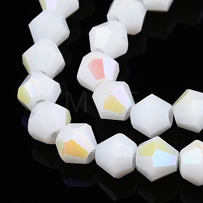 Opaque Solid Color Electroplate Glass Beads Strands EGLA-A039-P6mm-L15-1