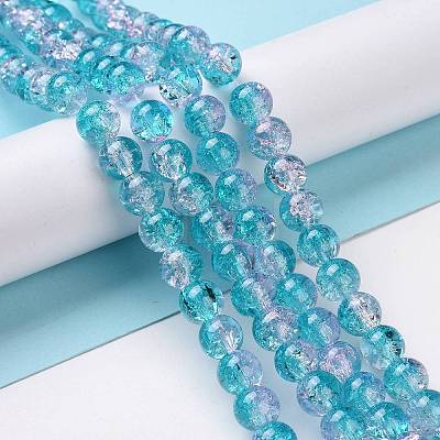 Two Tone Crackle Glass Beads Strands X-CCG-Q002-8mm-A33-1