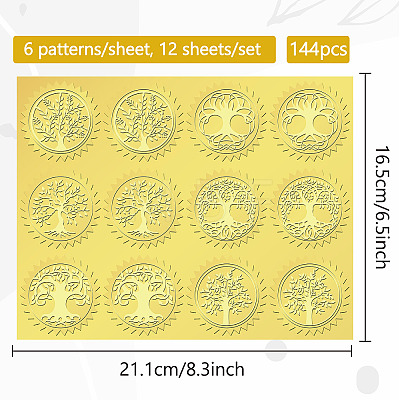 6 Patterns Aluminium-foil Paper Adhesive Embossed Stickers DIY-WH0451-010-1