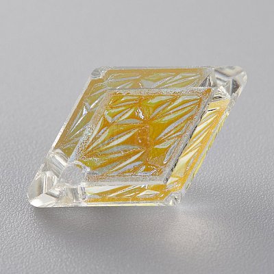 Embossed Glass Rhinestone Pendants GLAA-J101-04B-001SI-1