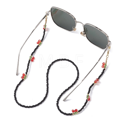 Glass Seed & Electroplate Glass Eyeglasses Chains AJEW-TA00057-1