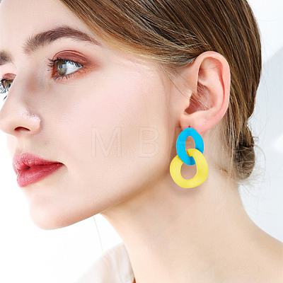 ANATTASOUL 8 Pairs 8 Colors Acrylic Twist Oval Dangle Stud Earrings for Woman EJEW-AN0004-07-1