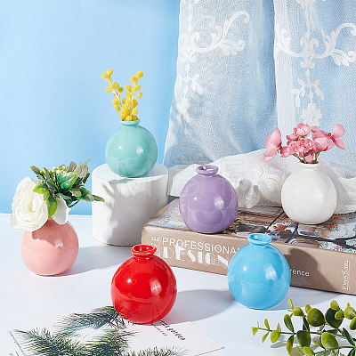  6Pcs 6 Colors Mini Ceramic Floral Vases for Home Decor DJEW-NB0001-23-1