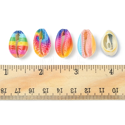 40Pcs 5 Styles Printed Natural Cowrie Shell Beads SSHEL-FS0001-02-1
