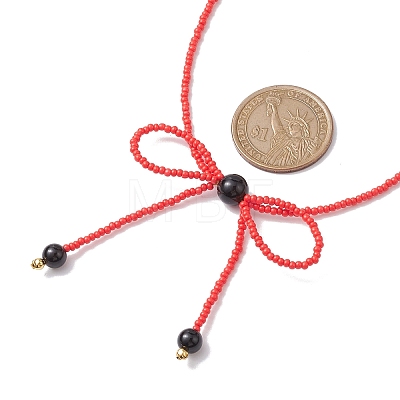 Glass Seed Pendants Necklaces for Women NJEW-MZ00031-03-1