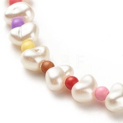 ABS Plastic  Pearl Beaded Anklets with Round Acrylic Beads for Women AJEW-AN00499-1