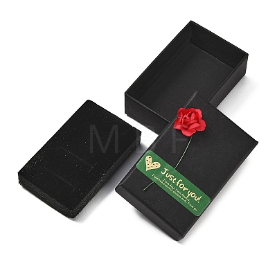 Kraft Paper Gift Boxes with Faux Rose Flower Outside for Jewelry Set CON-Z011-01B-02-1