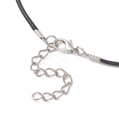 Dyed Synthetic Imperial Jasper with Glass Seed Beaded Cross Pendant Black Waxed Cotton Cord Necklaces NJEW-MZ00138-1