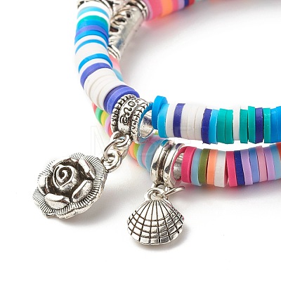 Handmade Polymer Clay Heishi Beads Stretch Bracelets Set BJEW-JB07427-1