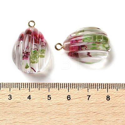 Inner Dried Flower Transparent Resin Pendants RESI-A043-06B-1