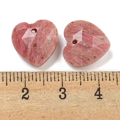 Natural Rhodonite Faceted Heart Charms G-G123-01J-1