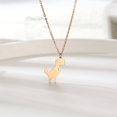 Cute Stainless Steel Pixel Dinosaur Pendant for Women's Daily Wear EK2833-3-1