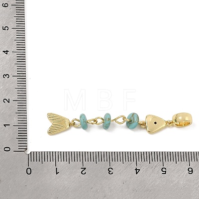 Brass Pave Cubic Zirconia Clear Cubic Zirconia & Synthetic Turquoise & Enamel European Dangle Charms GG-CBA3401-01G-A02-1