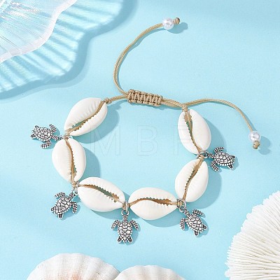 Adjustable Alloy Tortoise Charm Bracelets BJEW-JB13652-1