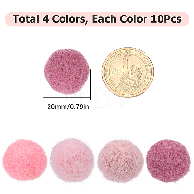 SUNNYCLUE 40Pcs 4 Colors Wool Felt Balls DIY-SC0022-52-1
