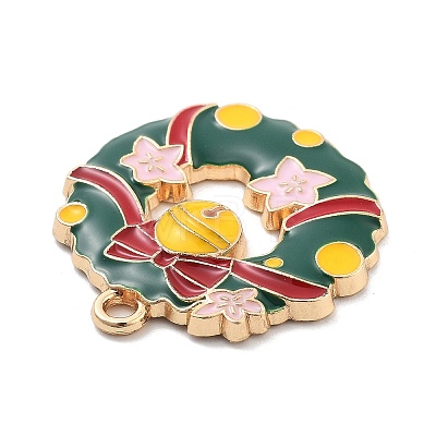 Christmas Theme Alloy Enamel Pendants X-ENAM-D060-04G-1