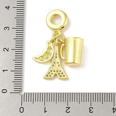 Rack Plating Brass Micro Pave Clear Cubic Zirconia European Dangle Charms X-KK-S380-26G-1