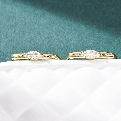 Oval Brass Micro Pave Clear Cubic Zirconia Hoop Earrings EJEW-H178-14G-1