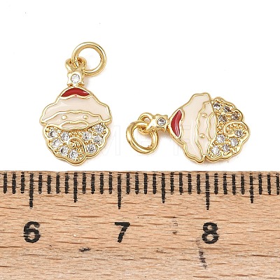 Christmas Brass Micro Pave Cubic Zirconia Enamel Charms KK-L255-19G-08-1