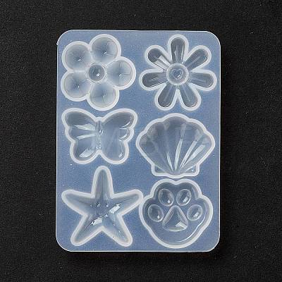 Flower & Shell & Starfish & Paw Print & Butterfly Silicone Molds X-DIY-P059-07-1