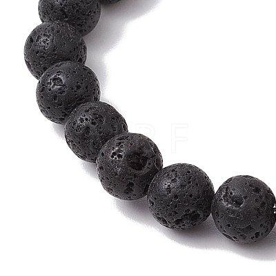 Natural Lava Rock Beaded Stretch Bracelets BJEW-JB11000-01-1