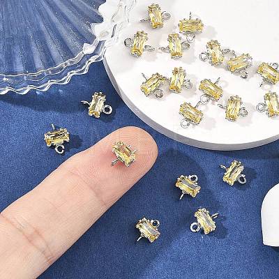 SHEGRACE Brass Pave Cubic Zirconia Rectangle Connector Charms XGRQ2O670-438C-P-1