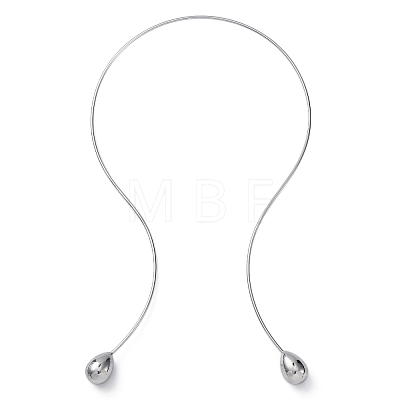 304 Stainless Steel Open Teardrop Choker Necklaces for Women NJEW-C068-01P-1