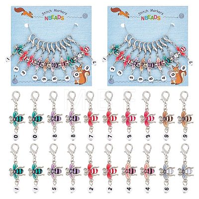 Alloy Enamel & Acrylic Pendant Locking Stitch Markers HJEW-AB00121-1