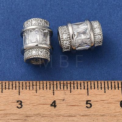 Rack Plating Brass Pave Clear Cubic Zirconia European Beads KK-M285-28P-1