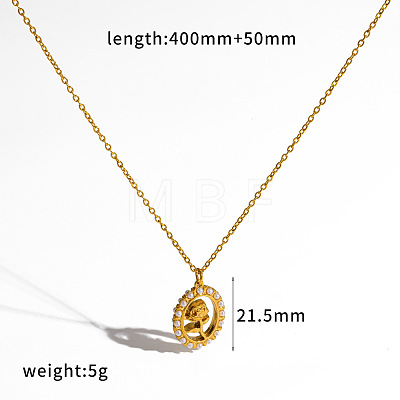 304 Stainless Steel Crystal Rhinestone Rose Flower Pendant Necklaces WG15100-02-1