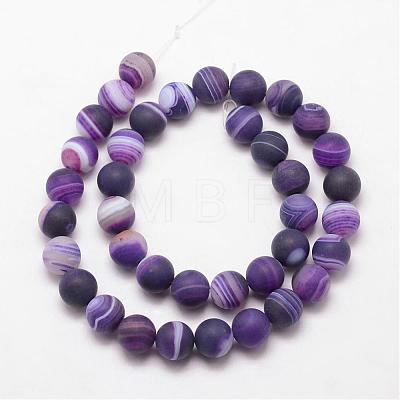 Natural Striped Agate/Banded Agate Bead Strands G-K166-12-8mm-02-1