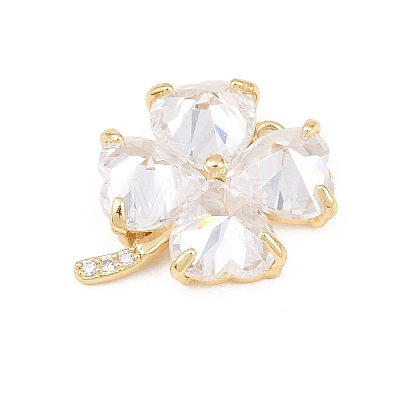 Brass Micro Pave Clear Cubic Zirconia Pendants KK-D225-05G-1