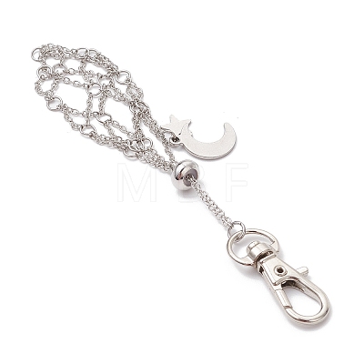 Moon Alloy Swivel Lobster Claw Clasps & Brass Cable Chains AJEW-JB01337-03-1