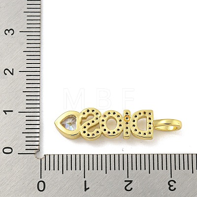 Word DIOS Rack Plating Brass Micro Pave Clear Cubic Zirconia Pendants KK-Z053-11G-02-1