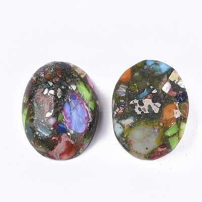 Synthetic Gold Line Regalite/Imperial Jasper/Sea Sediment Jasper Cabochons G-S329-079D-1