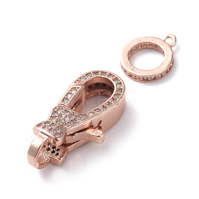 Brass Micro Pave Cubic Zirconia Lobster Claw Clasps ZIRC-G160-26RG-1