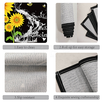 Rectangle with Sunflower Pattern Cotton Linen Cloth Table Mat AJEW-WH0196-002-1