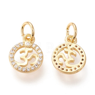 Brass Micro Pave Clear Cubic Zirconia Charms ZIRC-I044-47G-1
