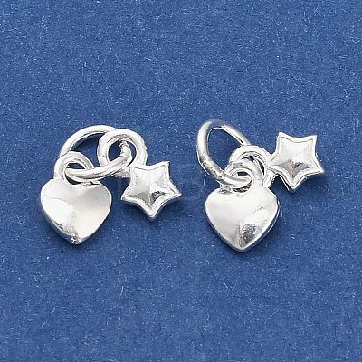925 Sterling Silver Heart and Star Charms STER-P071-06S-1